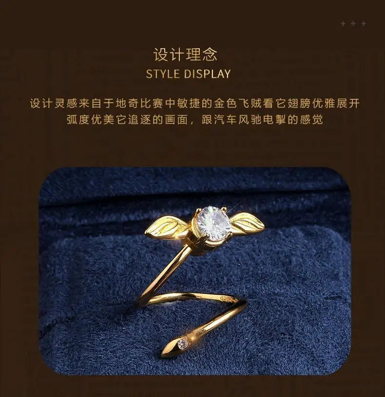 Gold-Plated Snitch Ring – Harries Cosplay Jewelry with Rotatable Wings - Image 12