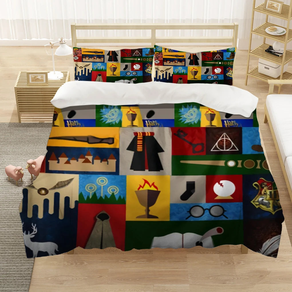 Marauder’s Map Four Magic College 3PCS Duvet Cover Set - Image 18