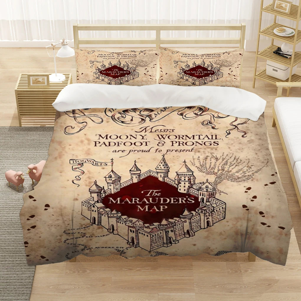 Marauder’s Map Four Magic College 3PCS Duvet Cover Set