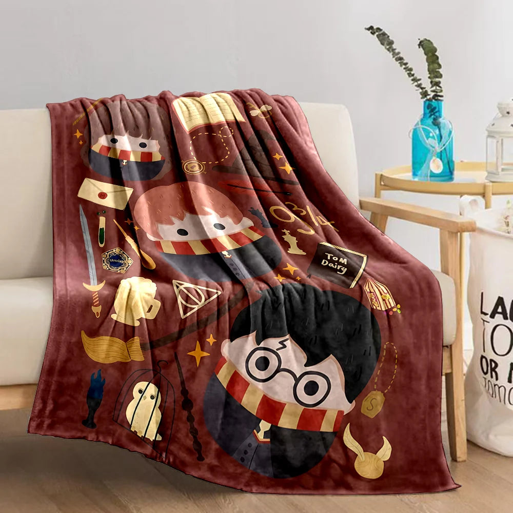 Cartoon Harry Potter Magic Tools Printed Blanket - Image 8