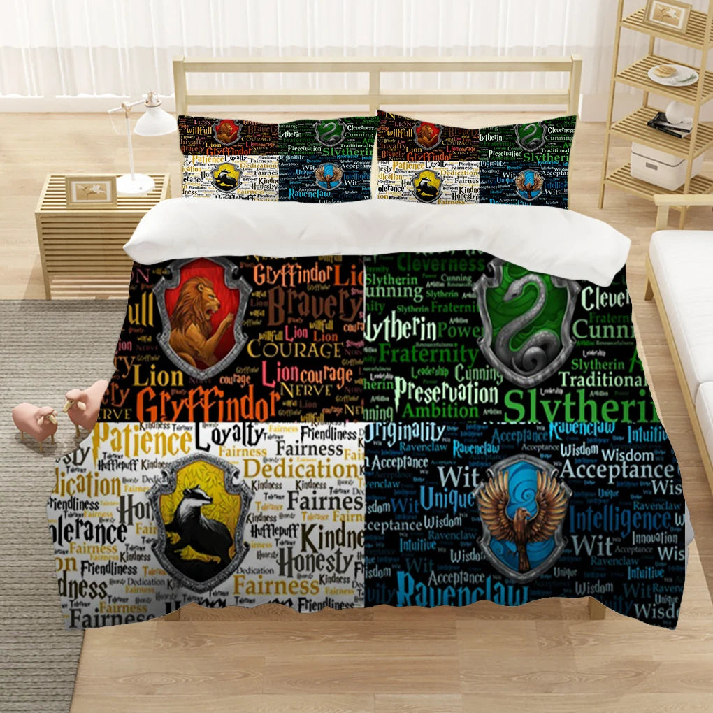 Marauder’s Map Four Magic College 3PCS Duvet Cover Set - Image 19
