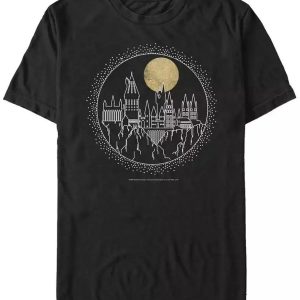 Men's Deathly Hallows 2 Hogwarts Line Art Short Sleeve T-shirt