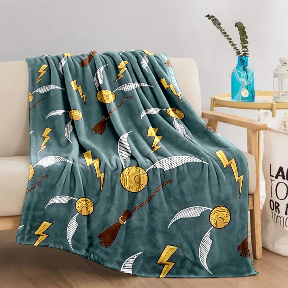 Cartoon Harry Potter Magic Tools Printed Blanket - Image 7
