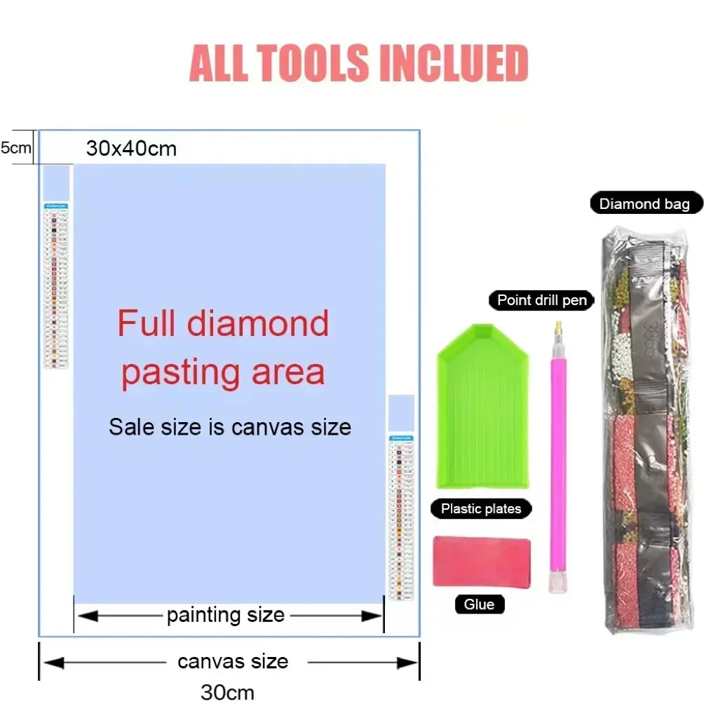 Red Cartoon Mosaic Embroidery Diamond Painting 5D - Image 5